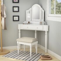 Rippeon makeup vanity set with stool and mirror 2024 house of hampton